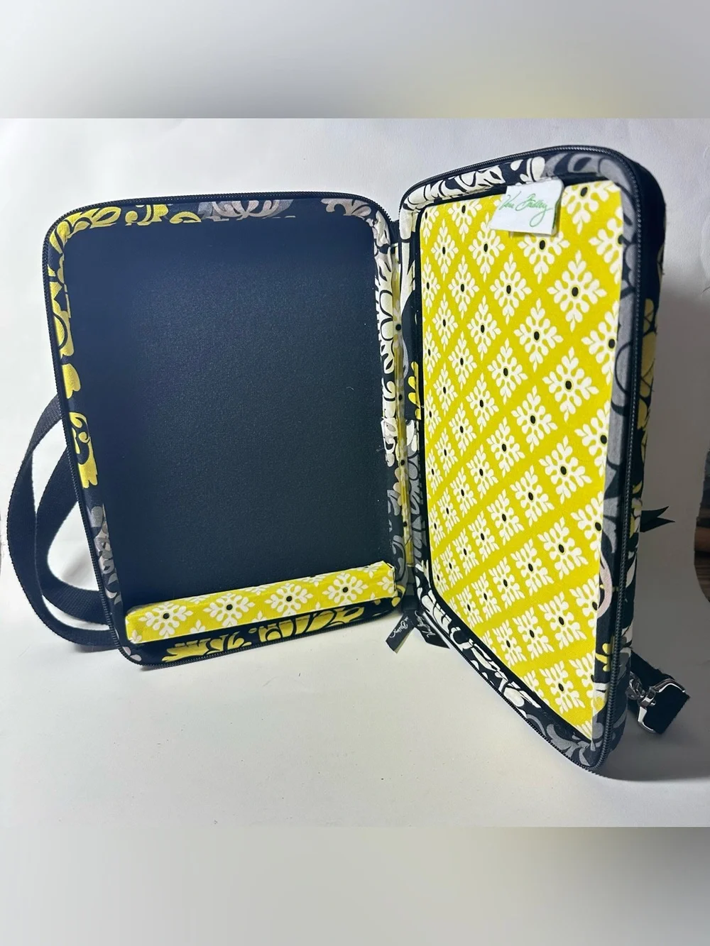 Vera Baroque Hardshell iPad Laptop Bag Black Grey White Yellow Chartreuse 12 x 9